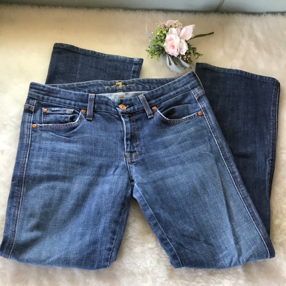 7FAM MEDIUM WASH A POCKET WHITE STICH JEANS SZ 29 - Picture 4 of 16